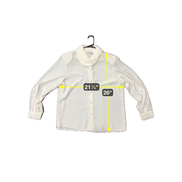 Vintage Lauren Lee White Button Up Blouse Pleated Collar Size 14 - Picture 7 of 9
